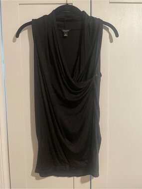 Ann Taylor Black Draped Sleeveless Dress